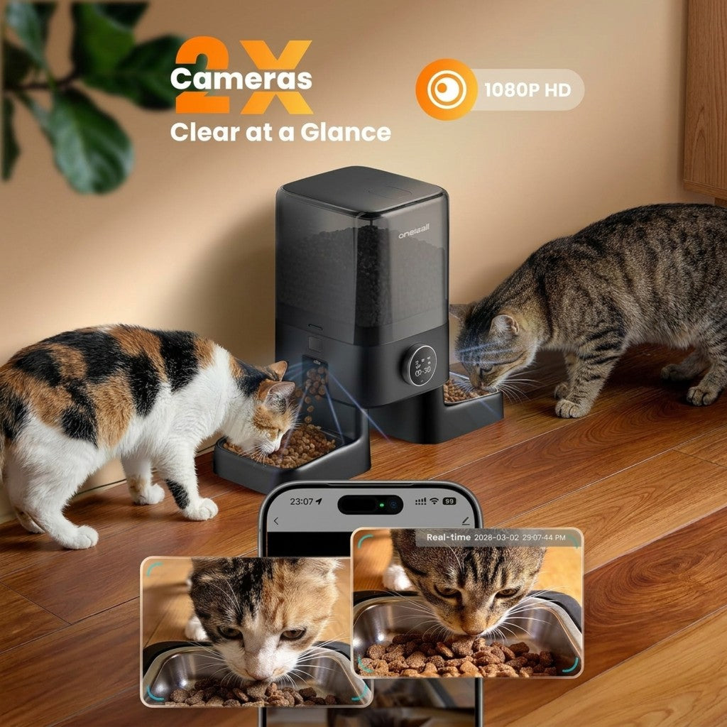 Oneisall H1-C 5L Automatic Cat Feeders with Camera for Two Cats-APP Control