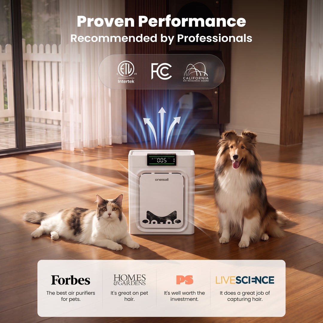 Oneisall Air Purifier for Homes with Pets, Dual-Side Intake