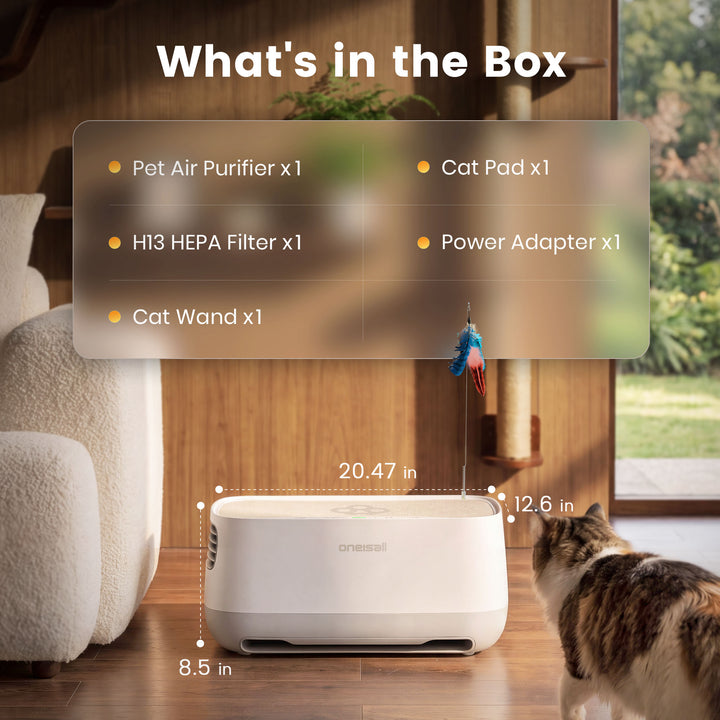 Oneisall Pet Air Purifier & Cordless Water Fountain Set