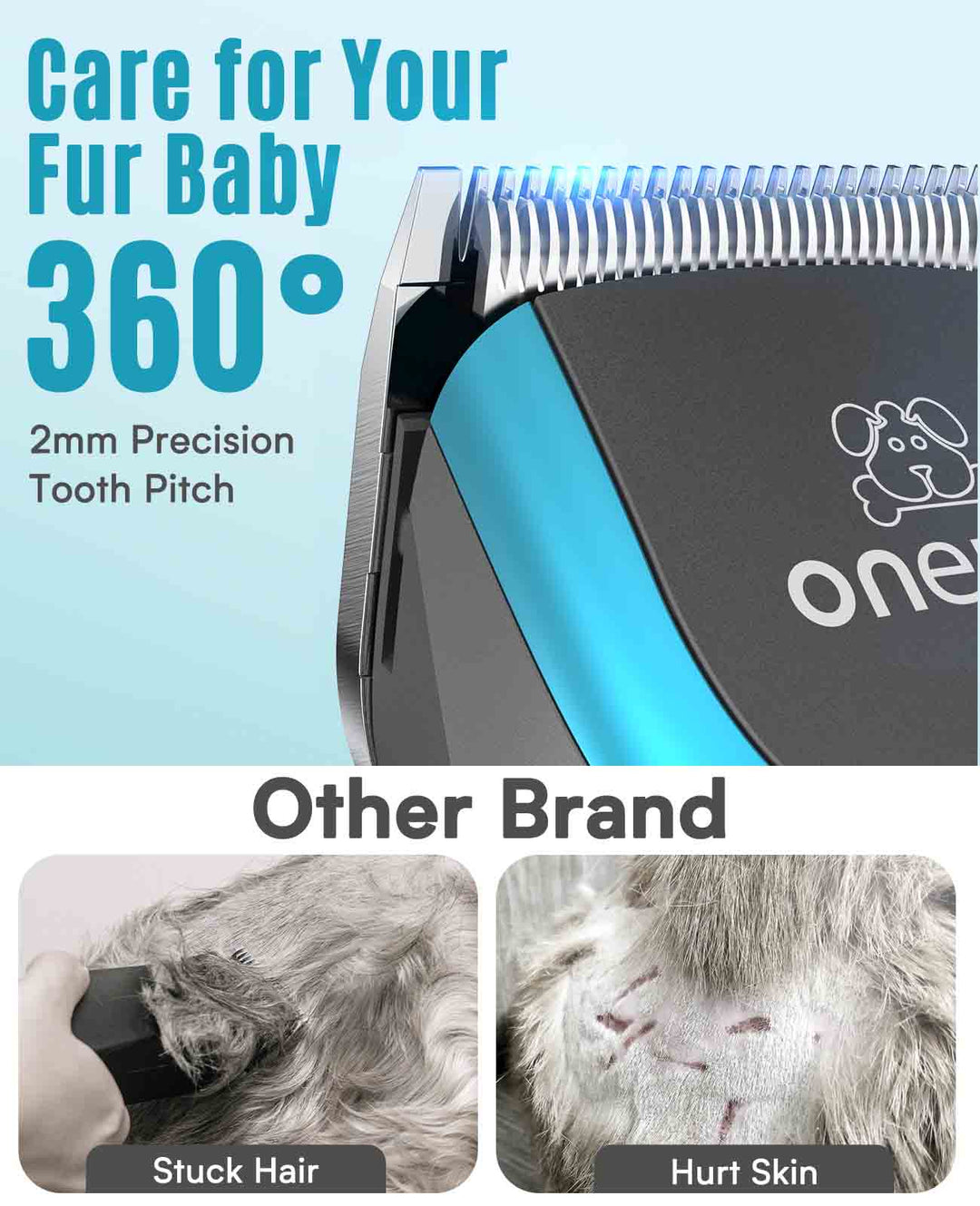 DTJ001 - Oneisall Clippers per Cane per Cappotto Spessore Ricaricabile con Lama in Acciaio Inox