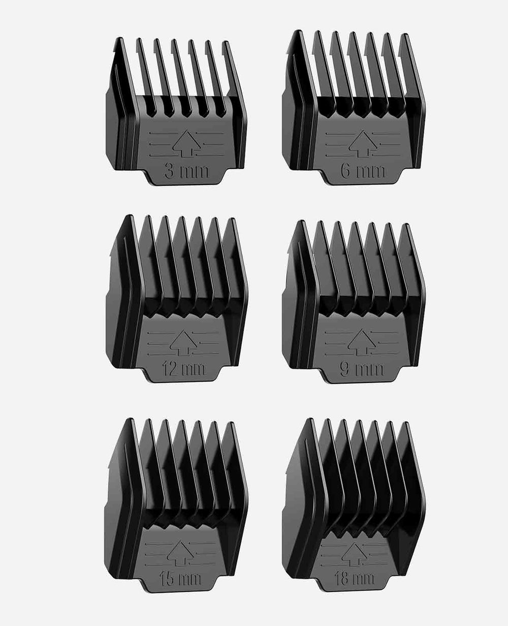 6Pcs Attachment Guide Comb Guards für oneisall Low Noise Hundeschere #1-#6, 3mm-18mm Schnittlänge, Schwarz