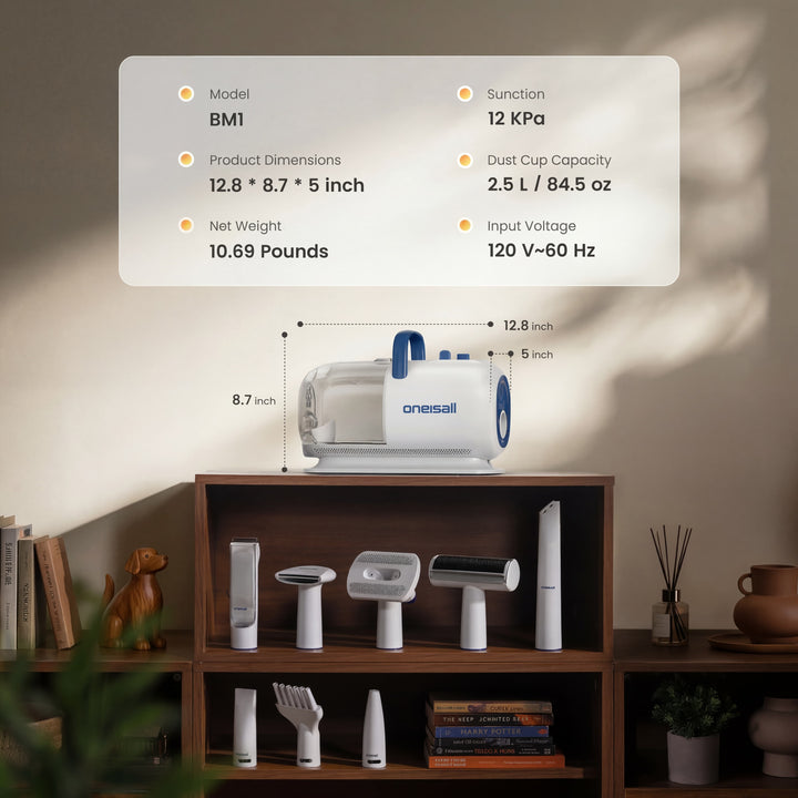 Oneisall Cozy C1 Pet Grooming Vacuum & Dryer Kit & 3 Blades Replacement Set