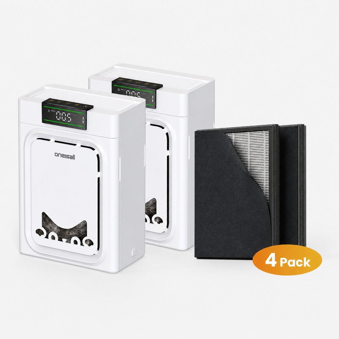Oneisall Air Purifiers for Home Pets with Double-Sided Inlet, 2-Pack Set
