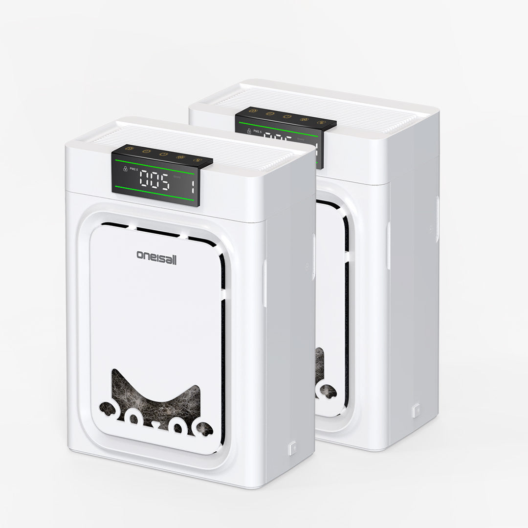 Oneisall Air Purifiers for Home Pets with Double-Sided Inlet, 2-Pack Set