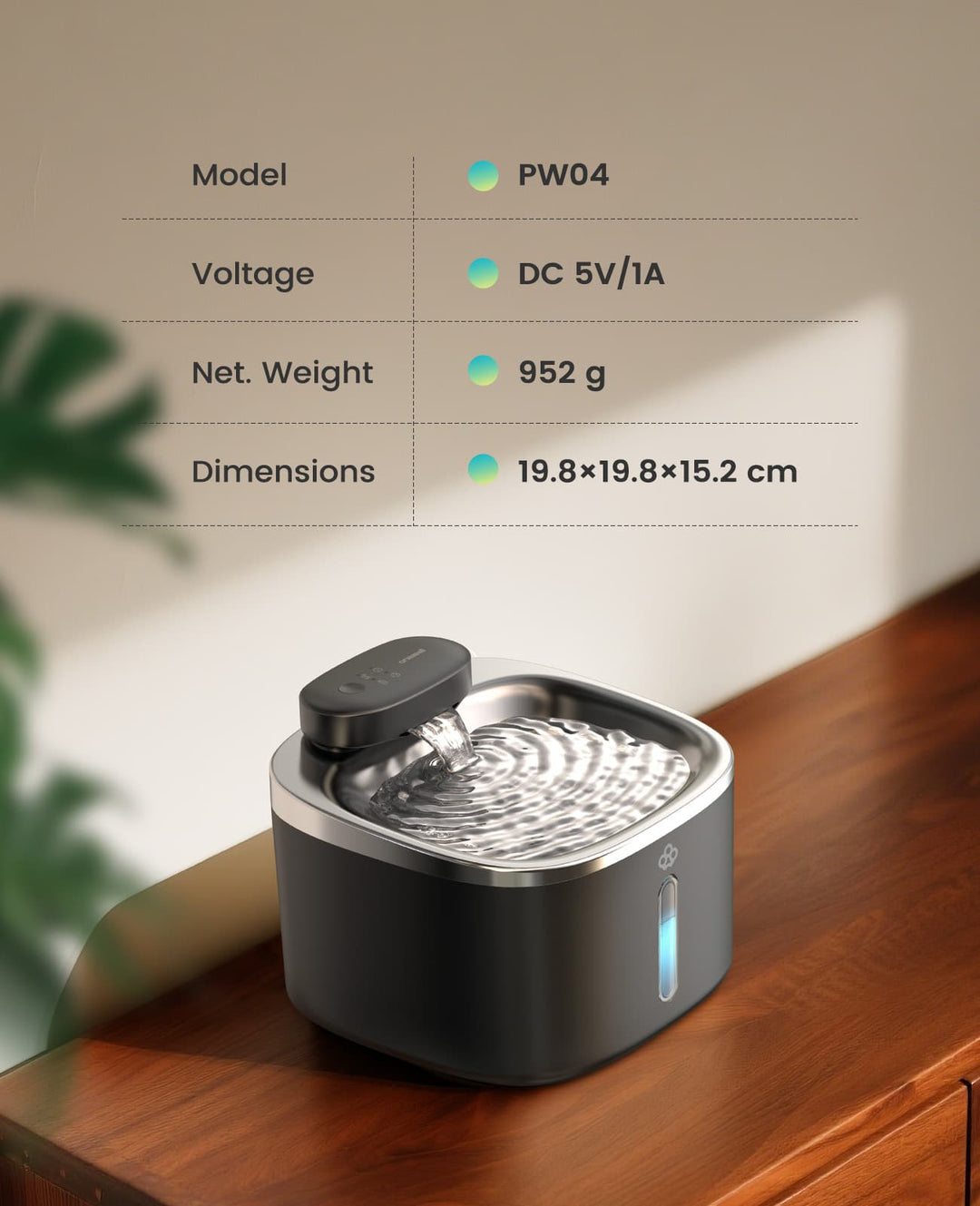 3.5L Cordless Smart Pet Water Fountain Black with 11 PCS Filters