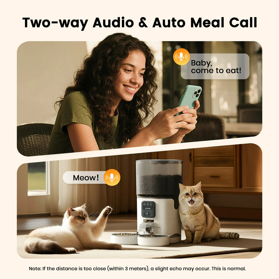 Oneisall 7L Automatic Cat Feeder with Camera for Two Cats-App Control