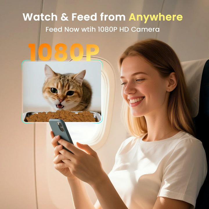 Oneisall 6L Automatic Cat Feeder with Camera-App Control