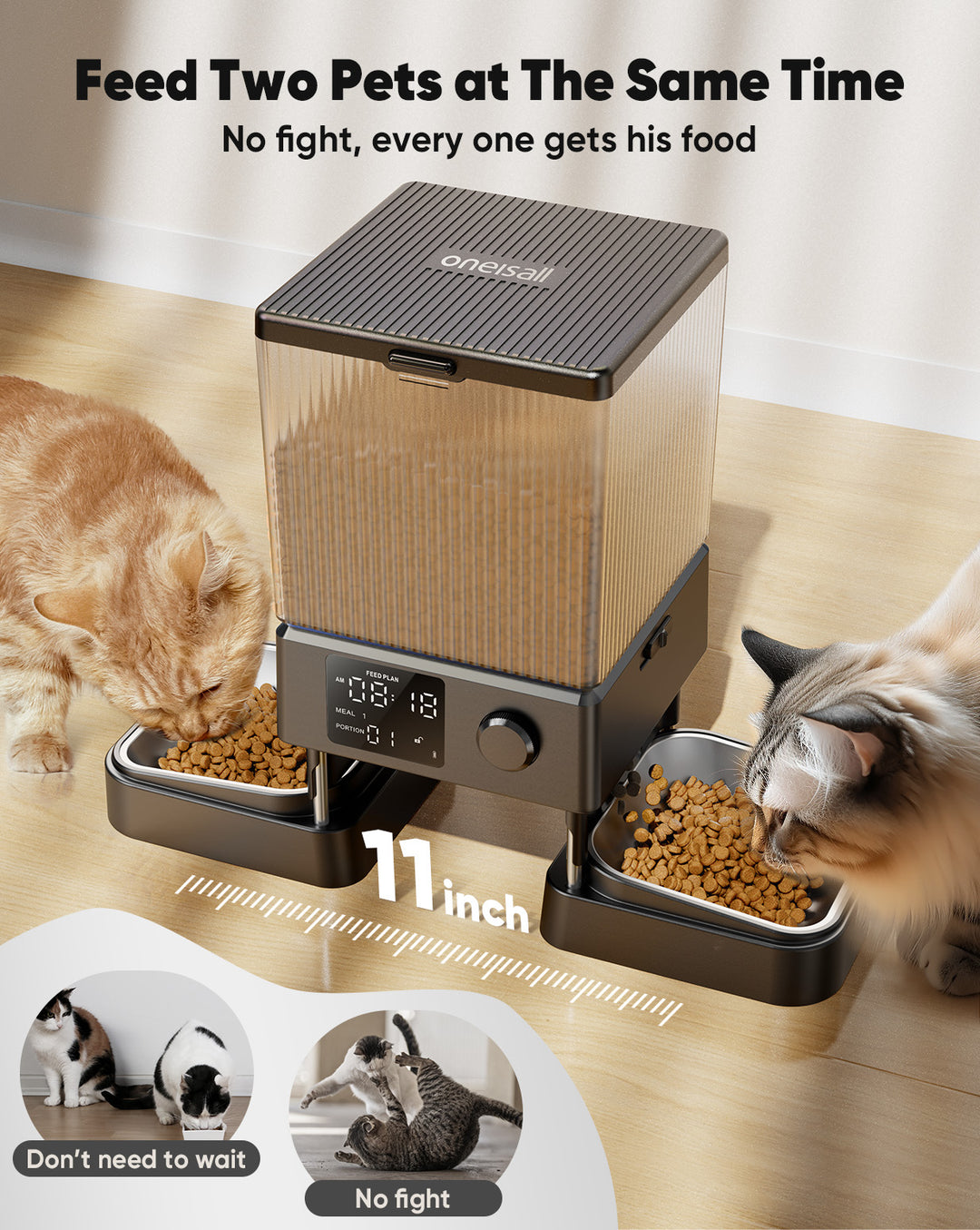 automatic pet feeder for two cats