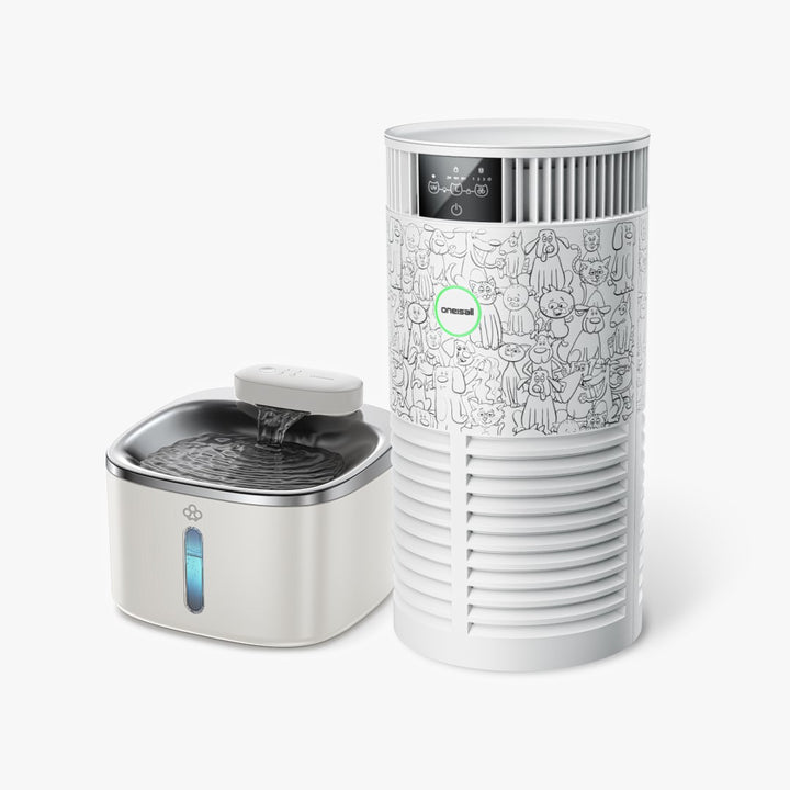 Oneisall 3.5L Cordless Pet Water Fountain & PP01 Pet Air Purifier Set