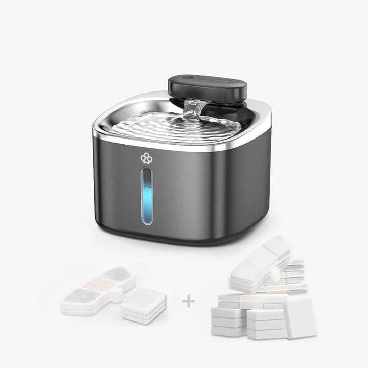 Oneisall 3.5L  Cordless White Stainless Steel Pet Water Fountain with 3PCS Filters