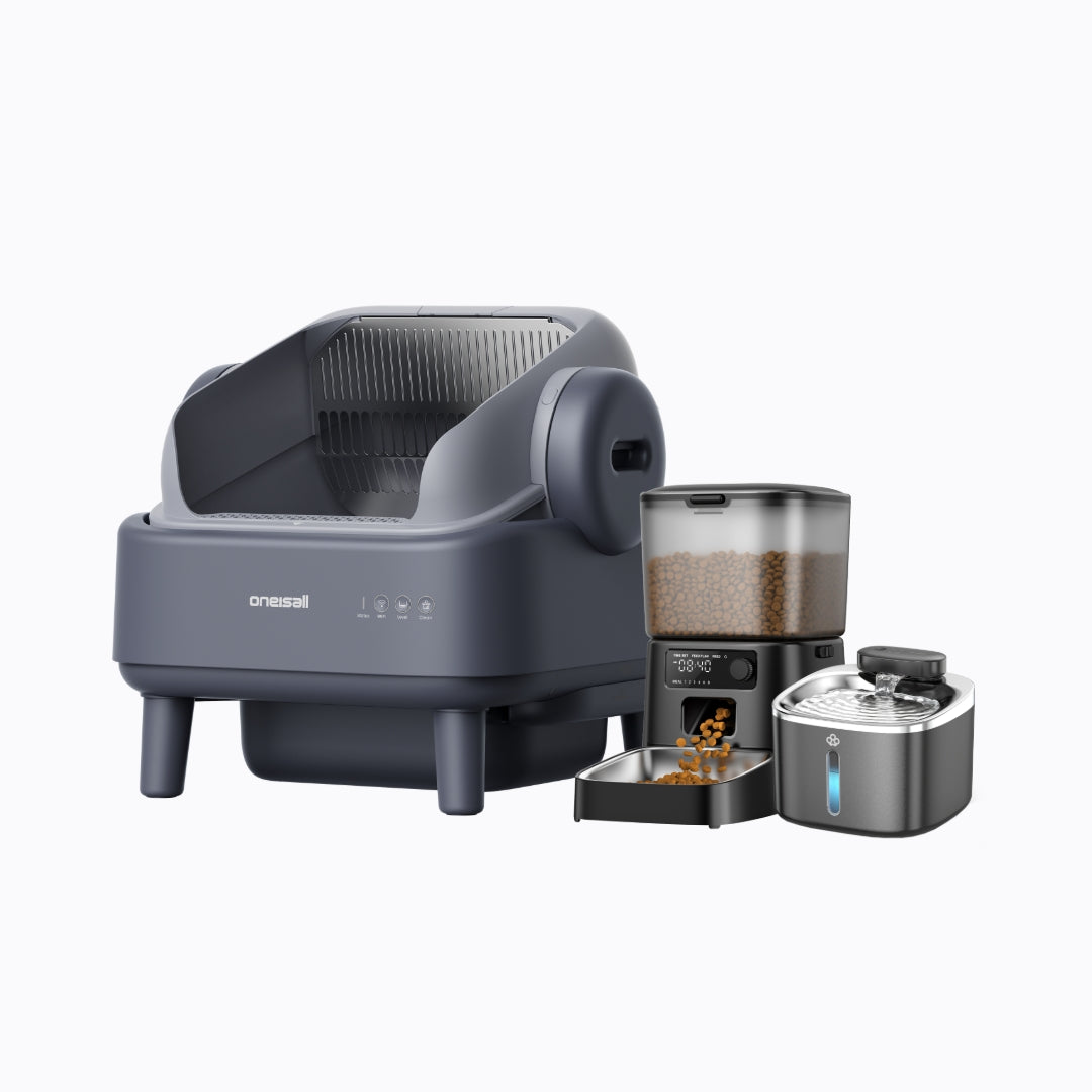 Oneisall Automatic Cat Litter Box, Feeder & Water Fountain Set