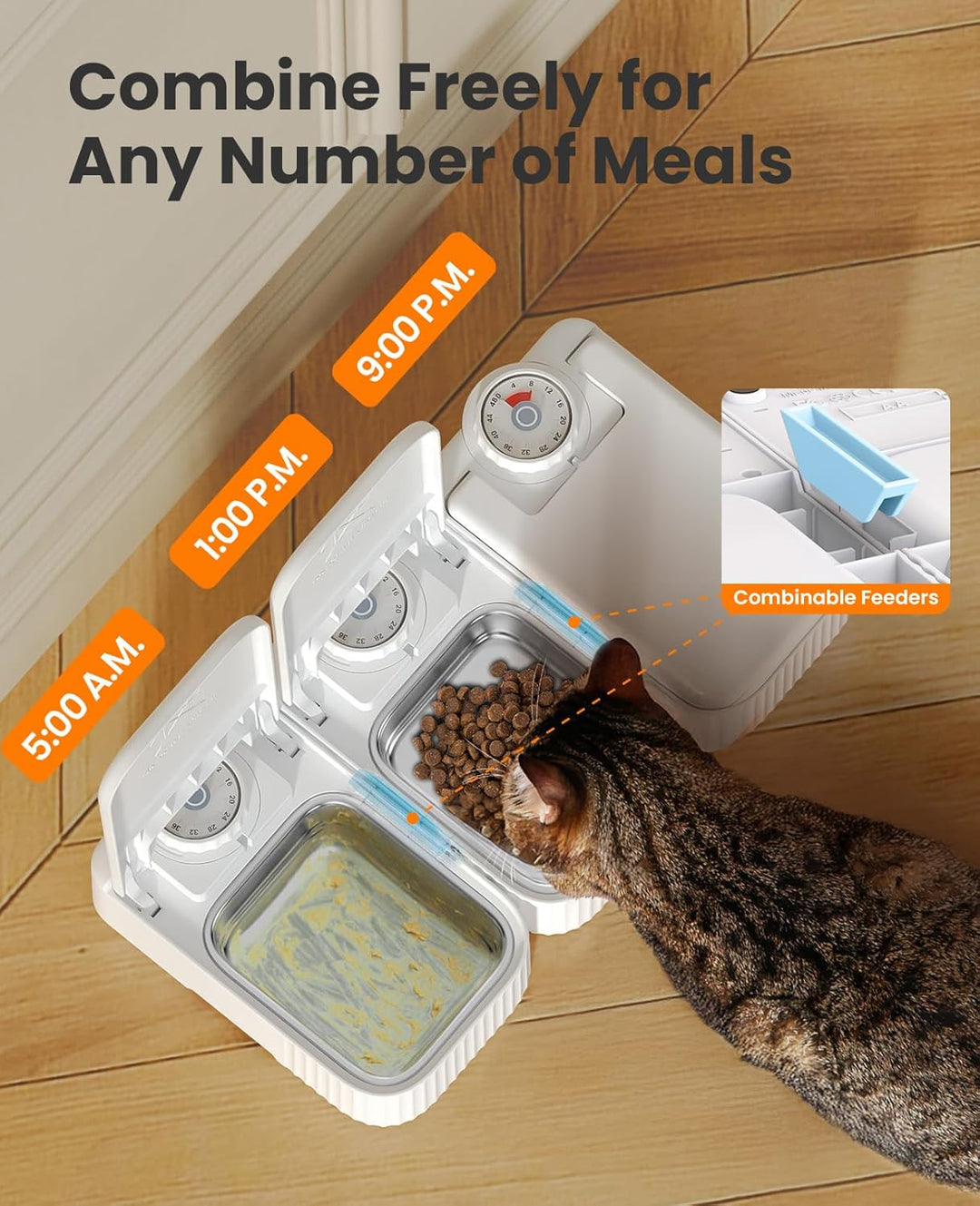 Oneisall 1 Meal Automatic Cat Feeder for Wet Food or Dry Food