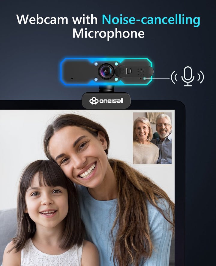 Oneisall 1080P 60FPS Streaming Camera Webcam with Microphone and Fill RGB Light