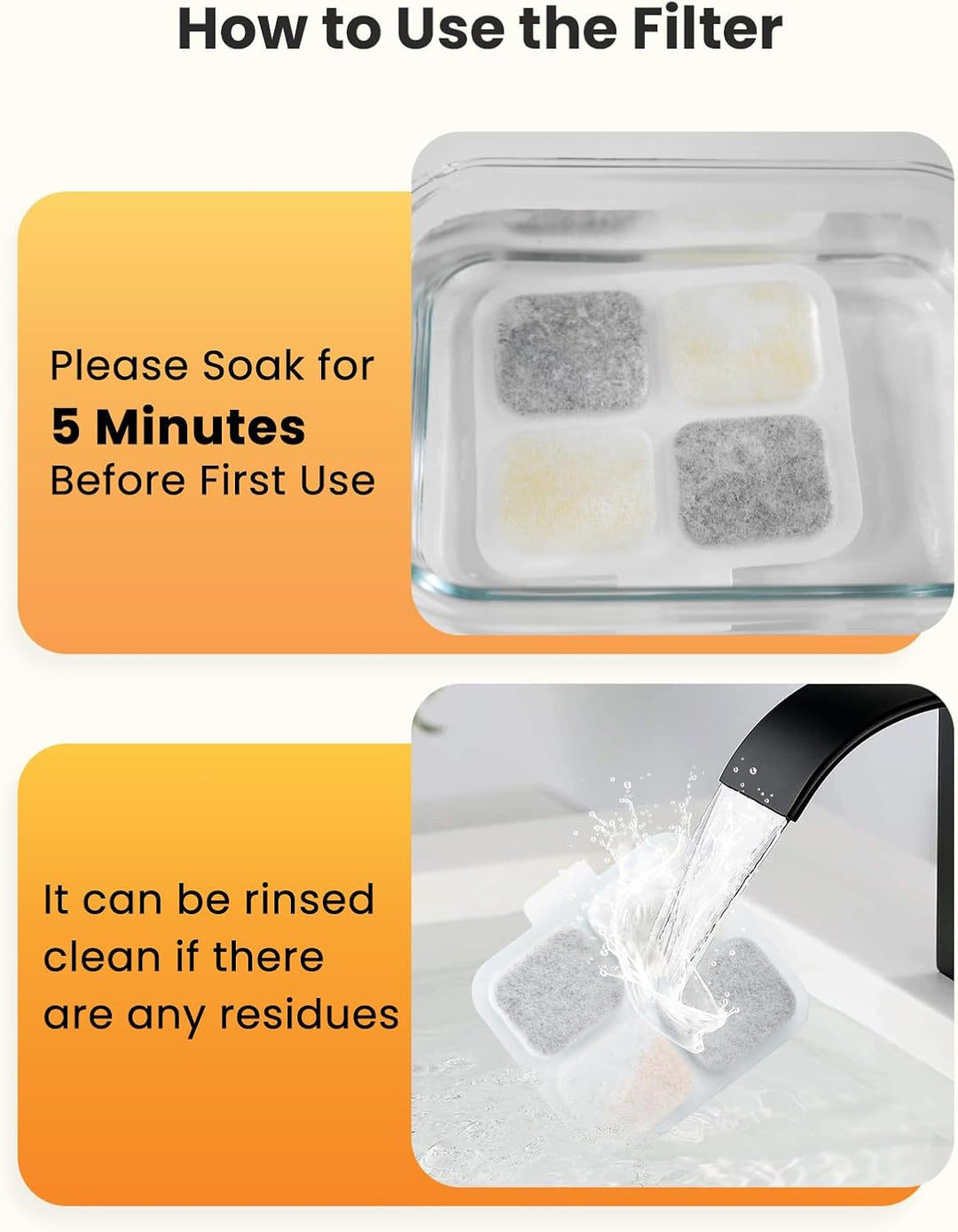 10L Pet Water Fountain 8PCS Carbon Filters Replacement