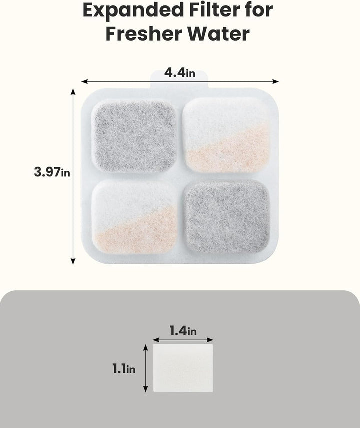 10L Pet Water Fountain 8PCS Carbon Filters Replacement