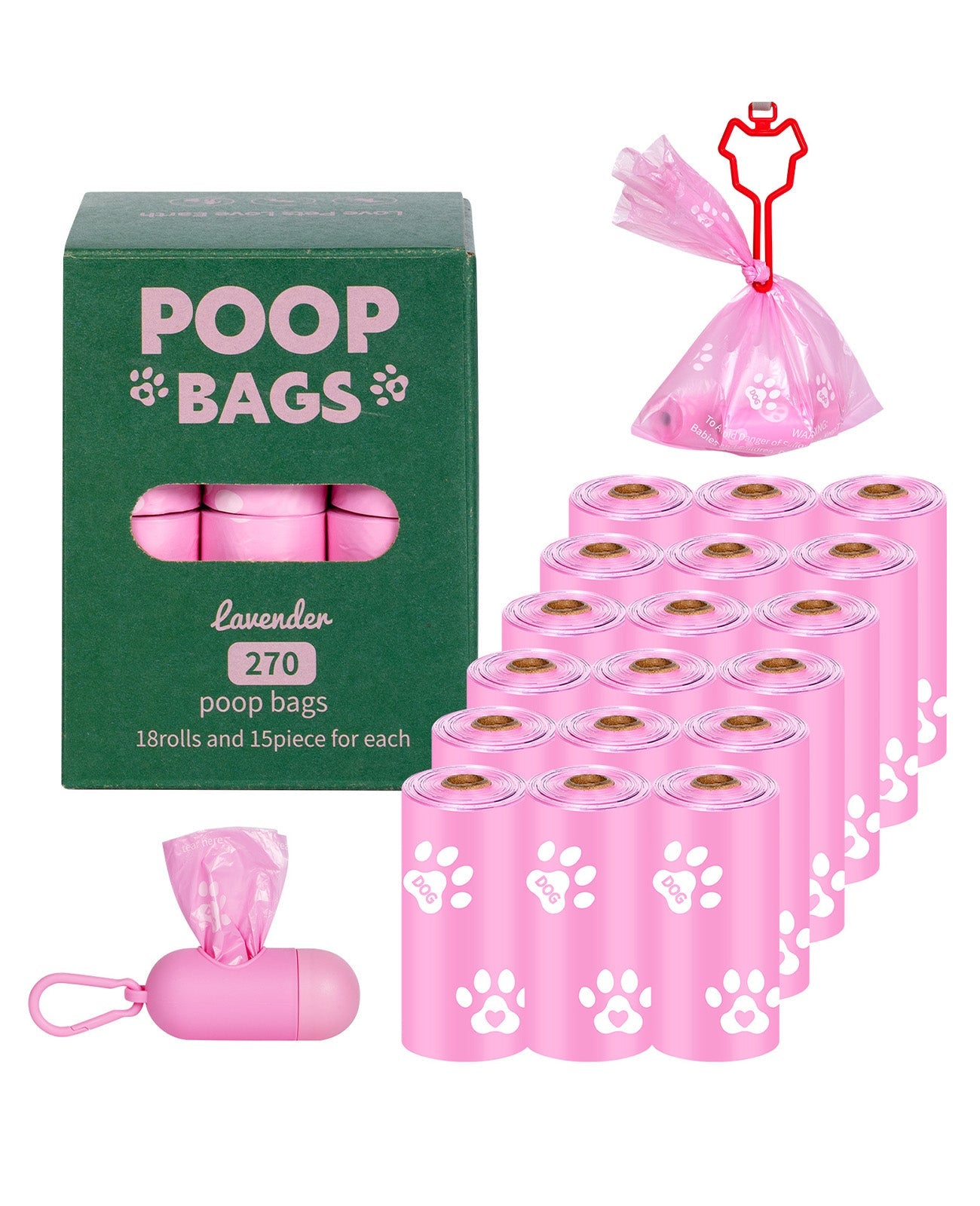 dog poop bags pink