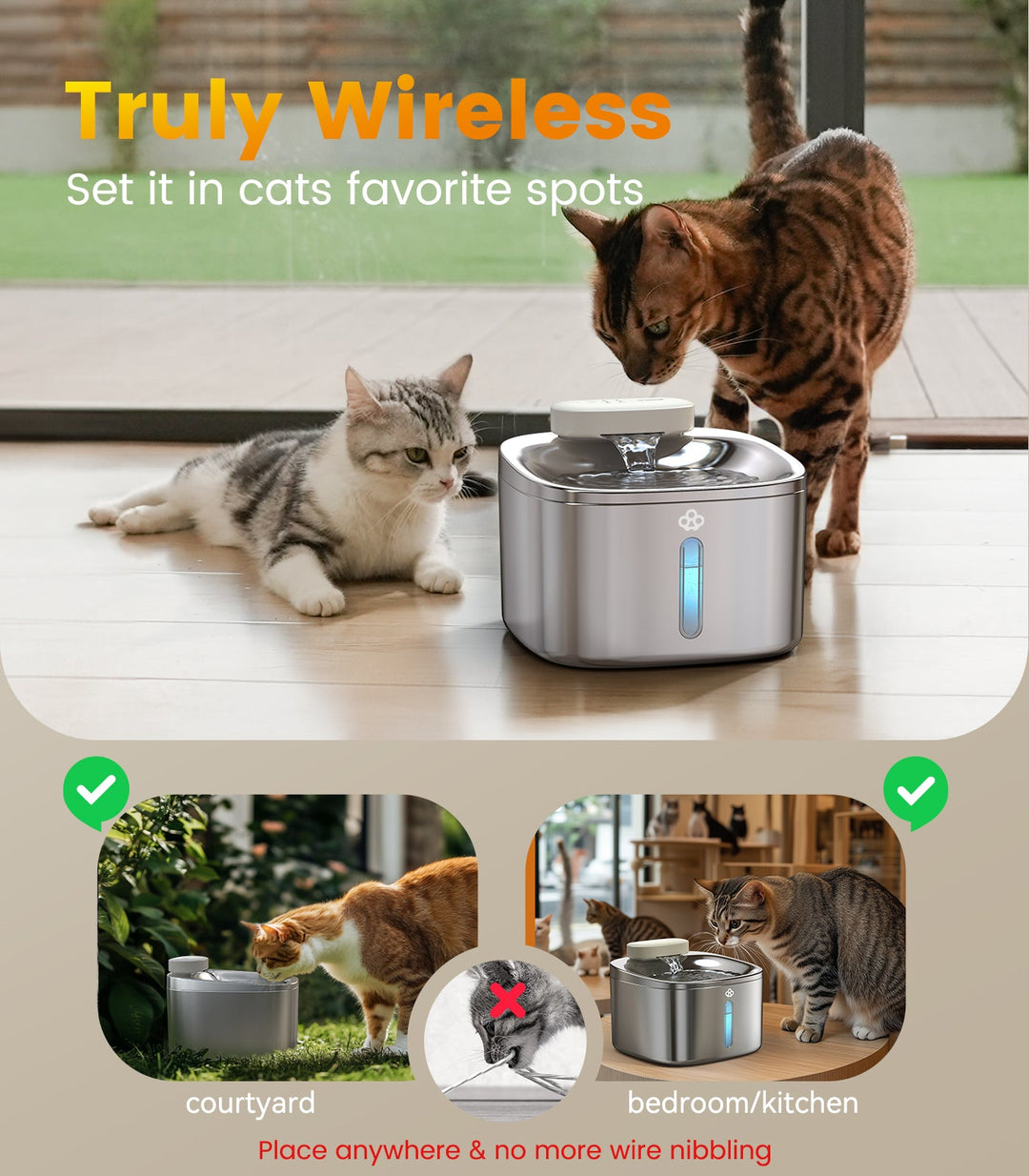 3.5L cat water fountain cordless