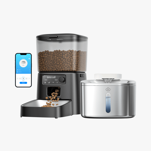 Oneisall 3.5L Cat Feeder with APP & 3.5L Cordless Water Fountain Set