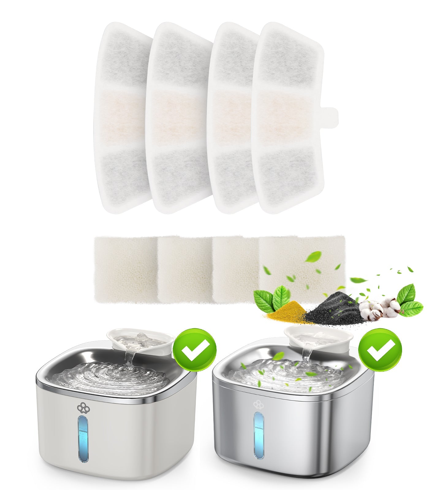 Oneisall 3.5L Corded Pet Water Fountain 6PCS Carbon Filters Replacement