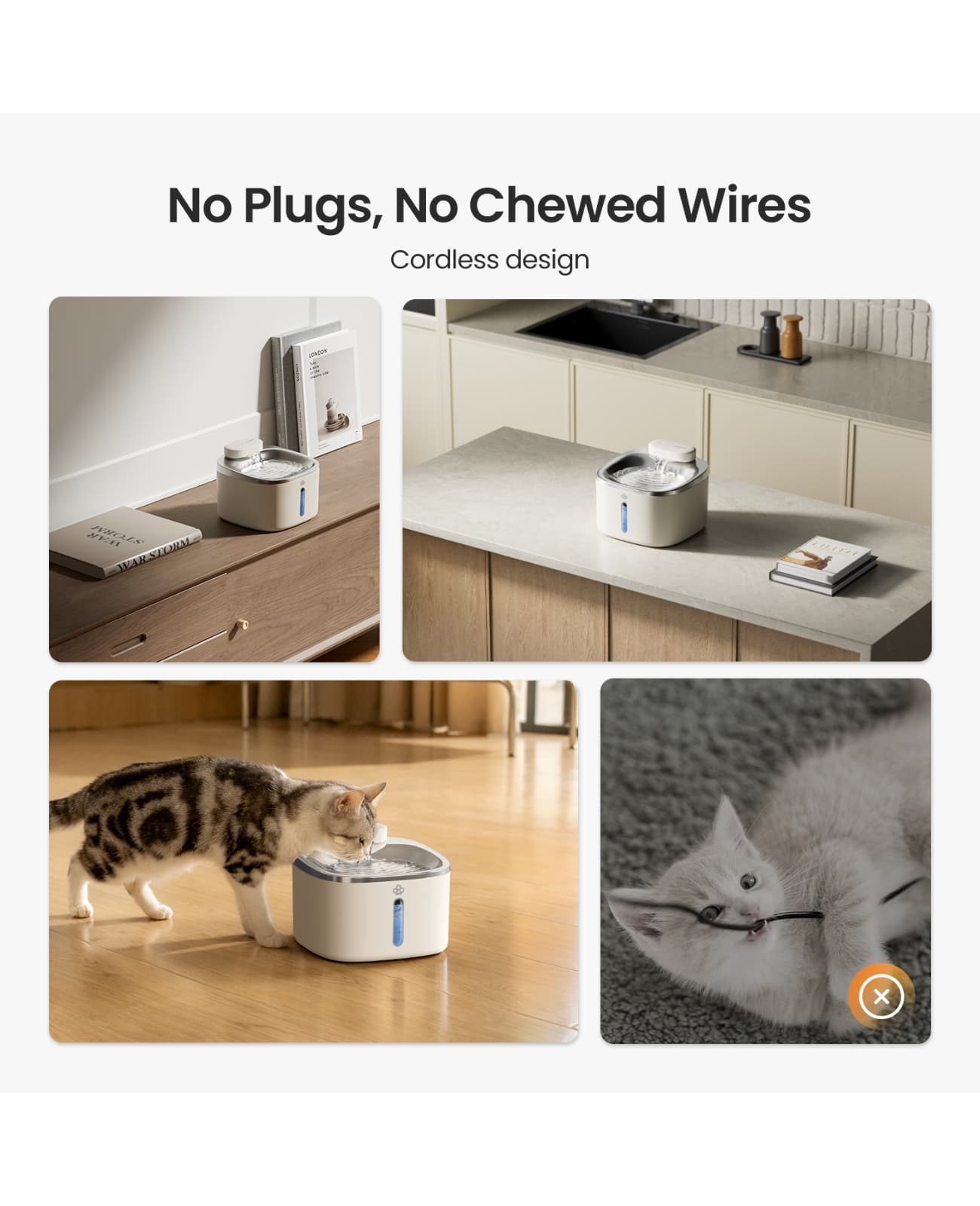Smart Pet Water Fountain |3.5L Cordless Water Fountain White