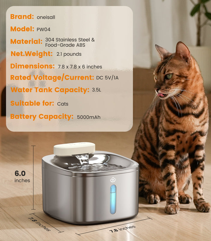 3.5L cat water fountain cordless