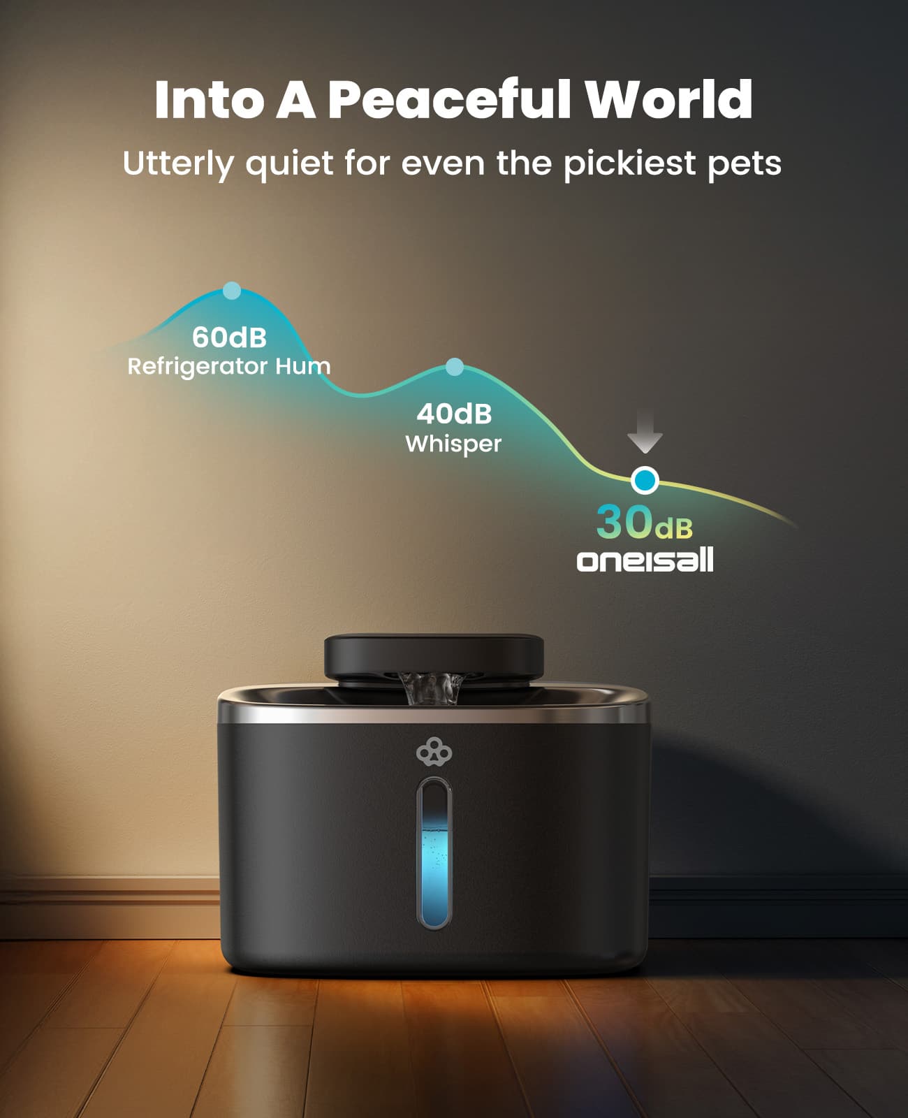 3.5L Cordless Smart Pet Water Fountain Black with 11 PCS Filters