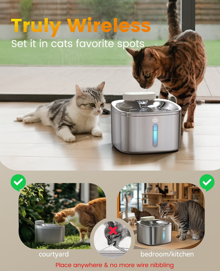 Oneisall 3.5L Cordless Smart Pet Water Fountain with 11 PCS Filters