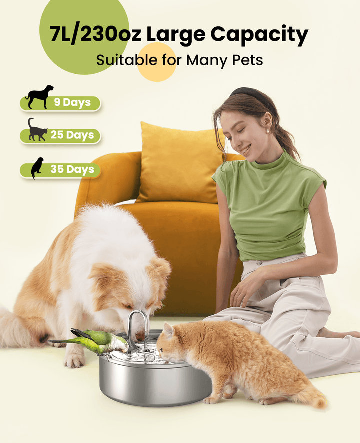 Oneisall 7L Pet Water Fountain with 1.5m Power Cord