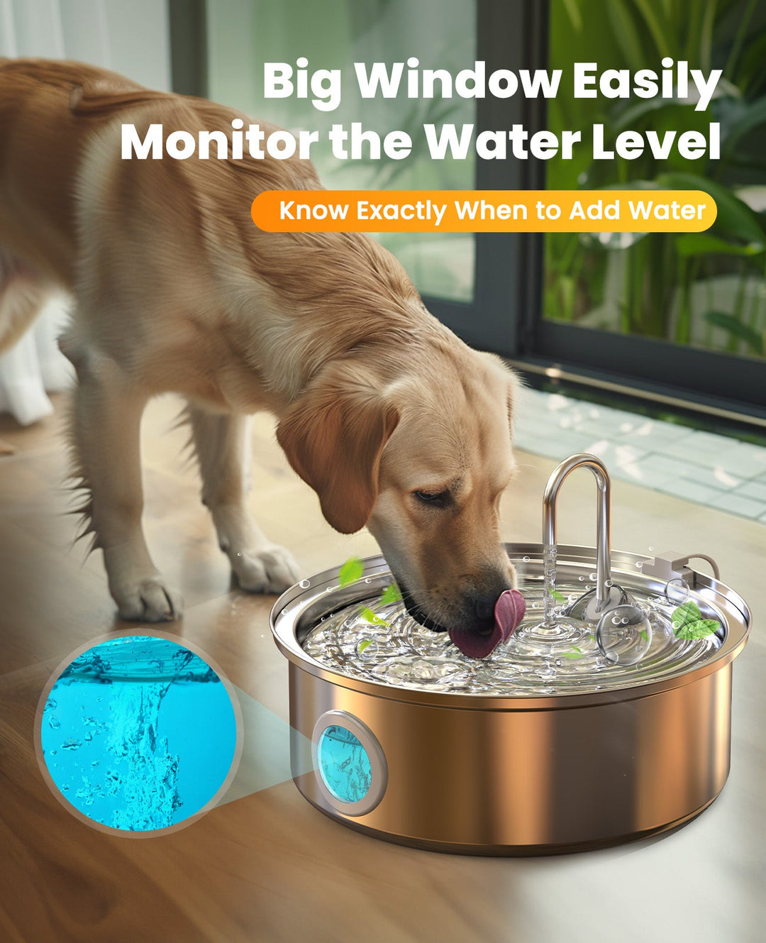 7L Dog Water Fountain with Visual Water Level 