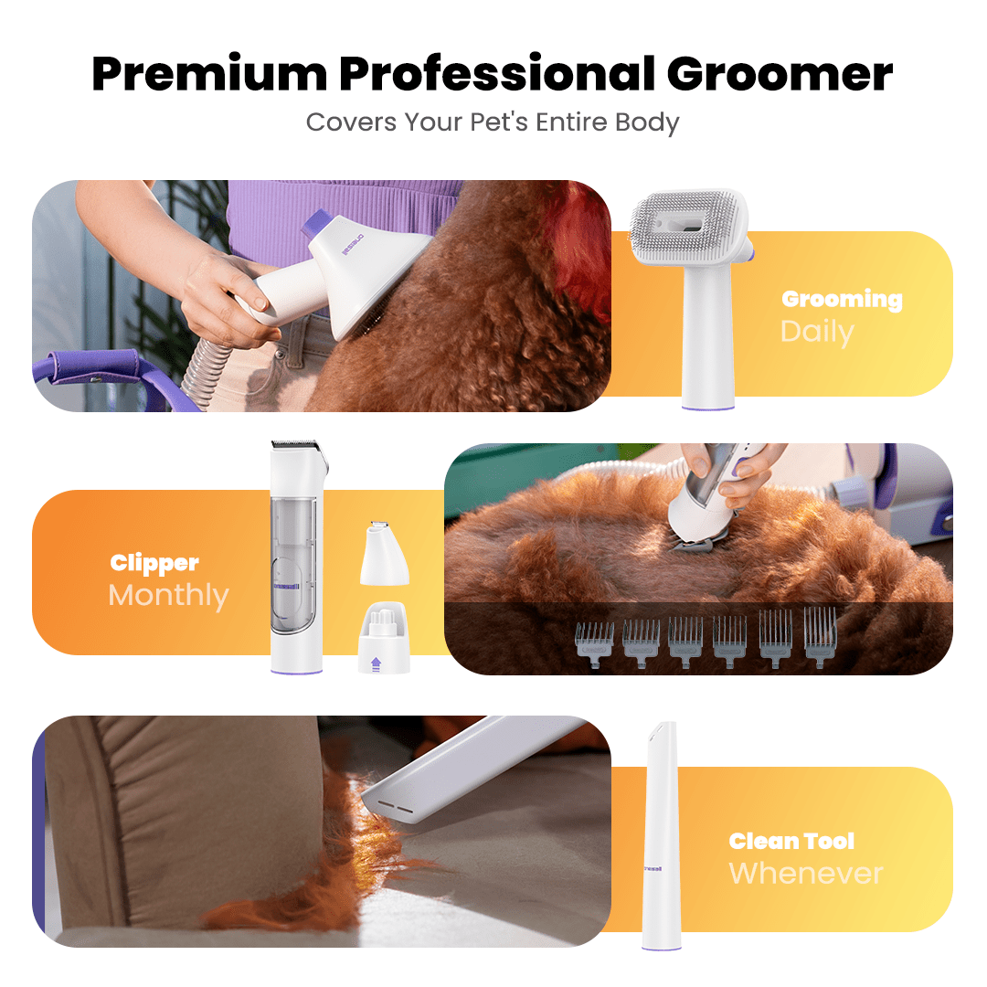 Cordless pet grooming vacuum