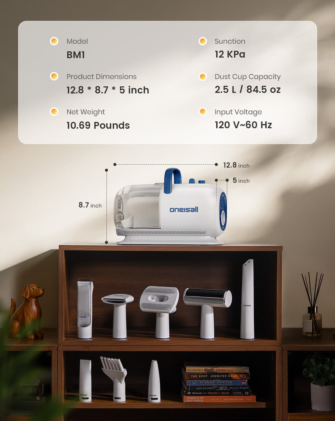 Oneisall Cozy C1 Pet Grooming Vacuum Kit & 7L Pet Water Fountain Set