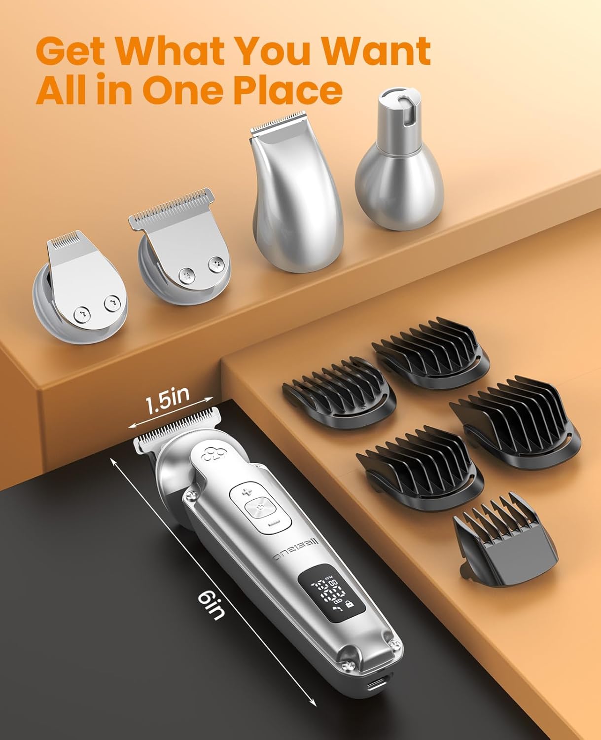 Oneisall Dog Clippers FC09 4-in-1 Grooming Kit | Quiet Power