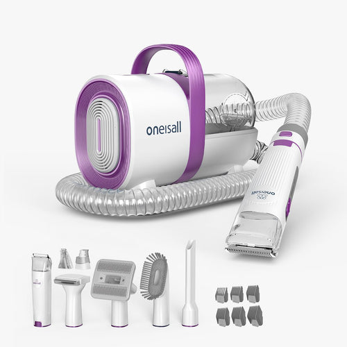 LM2-Ensemble d'aspirateur de toilettage pour chien Oneisall avec 7 en 1