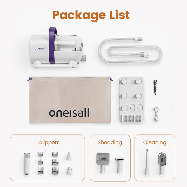 Oneisall LM2 7-in-1 Pet Grooming Vacuum Kit Purple