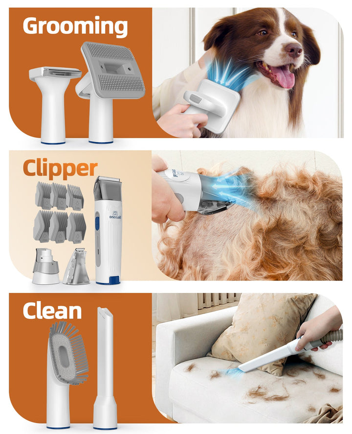 Oneisall LM2 Pet Grooming Vacuum & 3 Blades Replacement Set