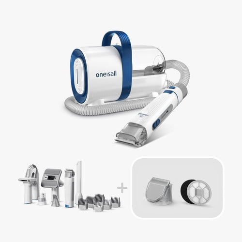 Pet Grooming Vacuum & Replacement Blade & Sponge Filter Set