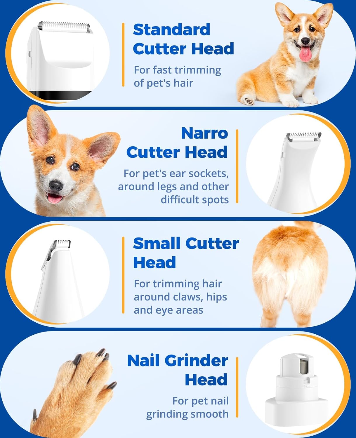 Oneisall N12 4 in 1 Pet Grooming Kit for Paw Trimmer Nail Grinder