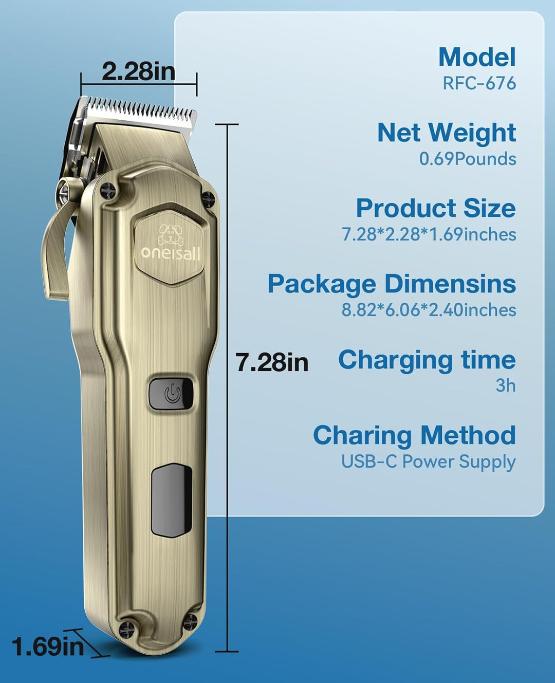 Oneisall 676 Dog Clipper for Thick Coats