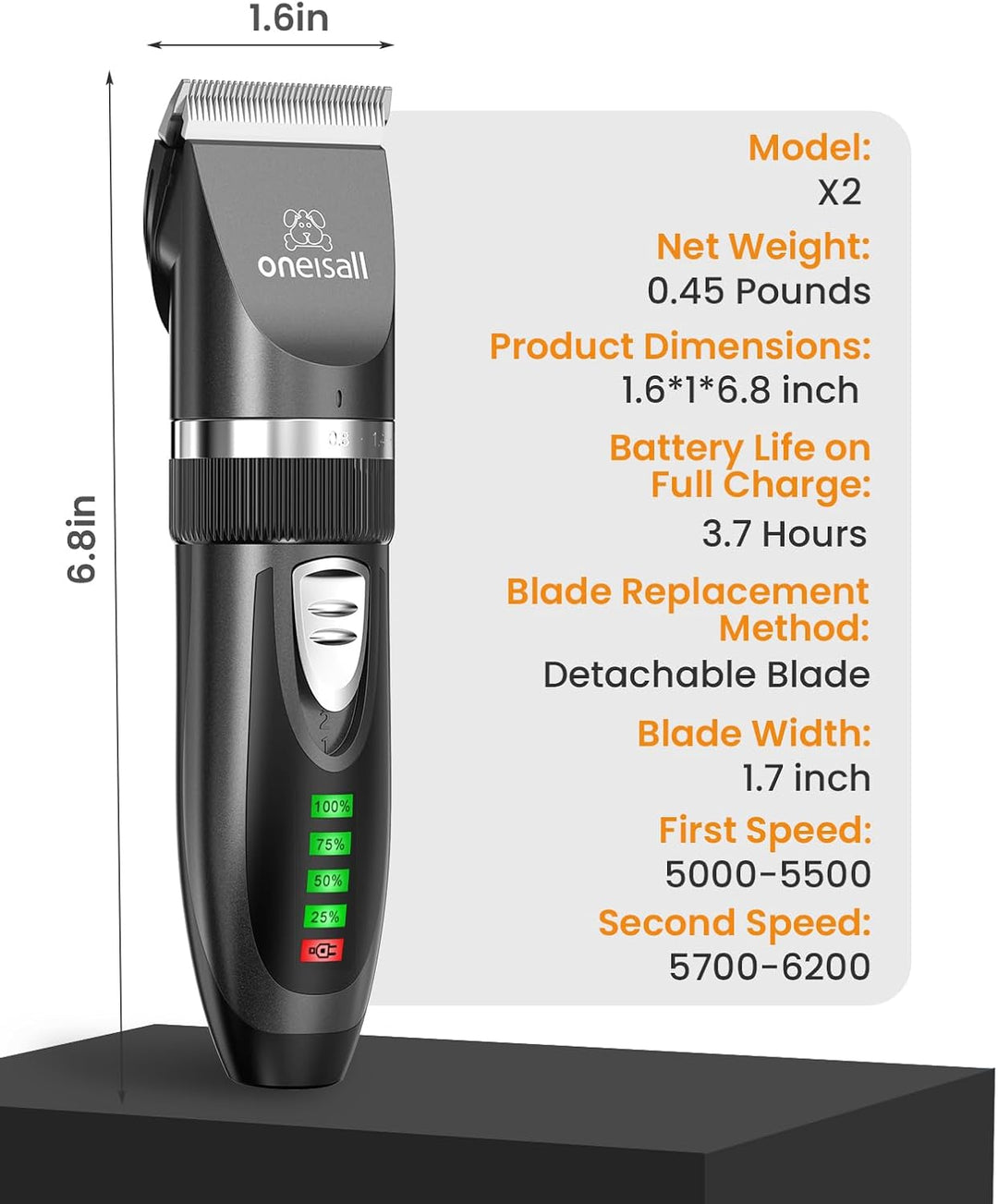 Oneisall X2 2 Speeds Cat Clippers for Matted Hair