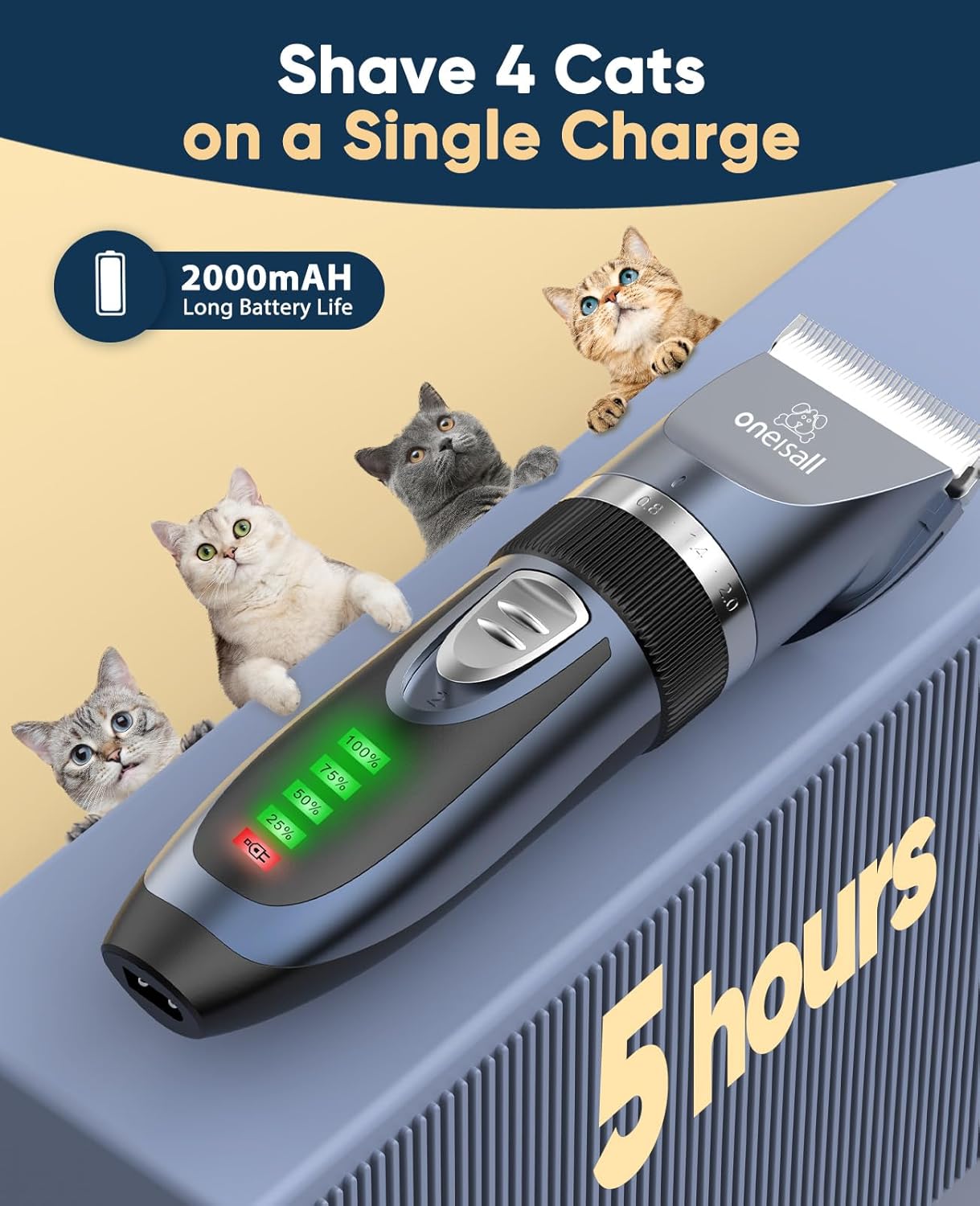 Oneisall 2 Speed Cat Clippers for Matted Hair