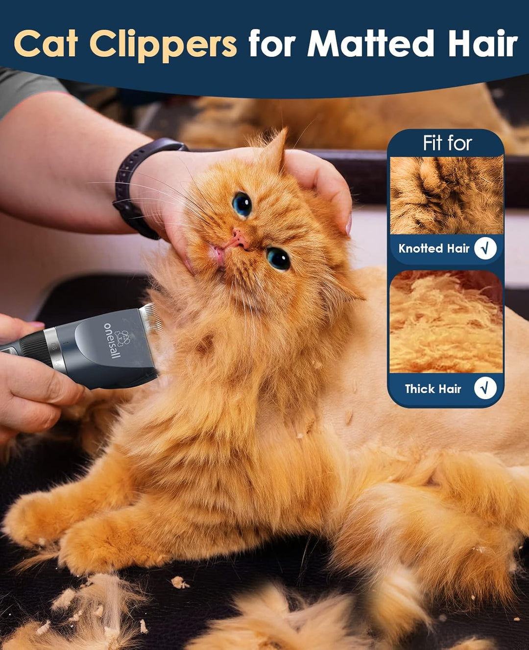Oneisall 2 Speed Cat Clippers for Matted Hair