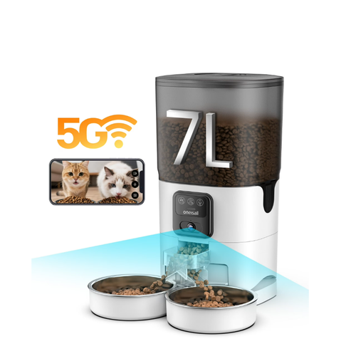 Oneisall 7L Automatic Cat Feeder with Camera for Two Cats-App Control